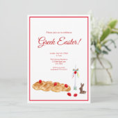 Invitation Joyeuses Pâques grecques aquarelle nourriture (Debout devant)