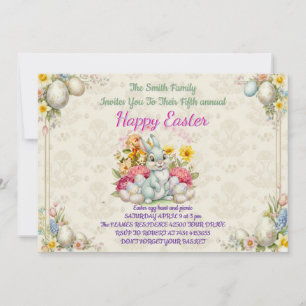 Invitation Joyeuses Pâques Lapin Mignon
