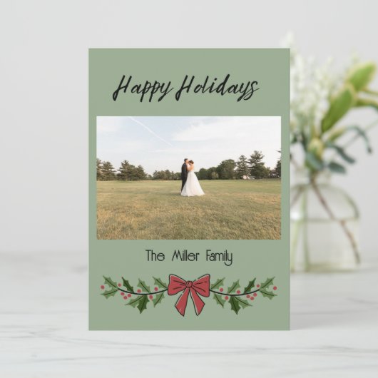 Invitation Joyeuses vacances Garland et Mistletoe (Debout devant)