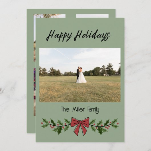 Invitation Joyeuses vacances Garland et Mistletoe (Devant / Derrière)