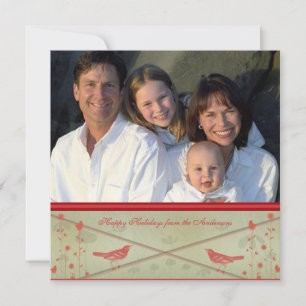 Invitation Joyeuses vacances Whimsical Red Bird Card