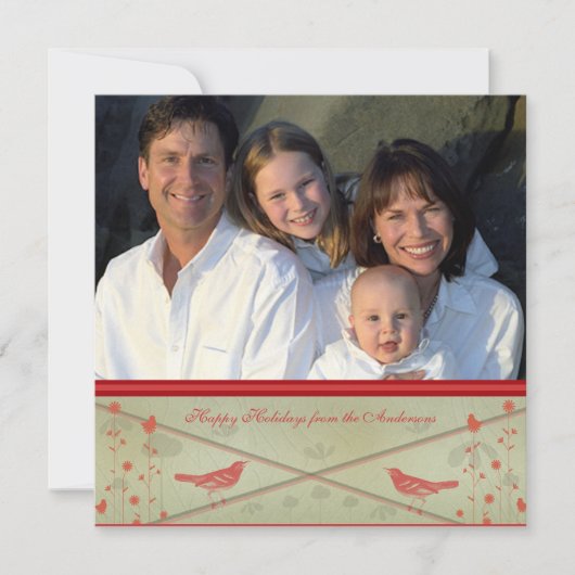 Invitation Joyeuses vacances Whimsical Red Bird Card (Devant)