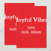 Invitation Joyeuses Vibes rouge Noël vacances amour famille s (Devant / Derrière)
