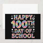 Invitation Joyeux 100ème Jour De L'École Tie Dye Arc En Ciel  (Devant / Derrière)