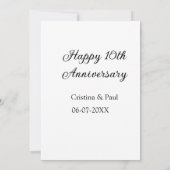Invitation Joyeux 10e anniversaire simple nom de mariage mini (Dos)