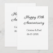 Invitation Joyeux 10e anniversaire simple nom de mariage mini (Devant / Derrière)
