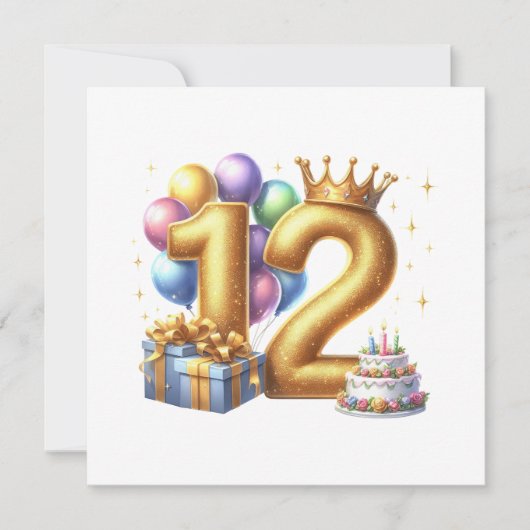 Invitation Joyeux 12e anniversaire (Devant)