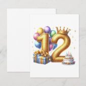 Invitation Joyeux 12e Anniversaire (Devant / Derrière)