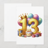Invitation Joyeux 13e anniversaire (Devant / Derrière)