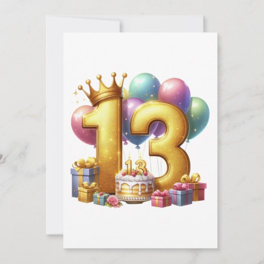 Invitation Joyeux 13e anniversaire (Devant)