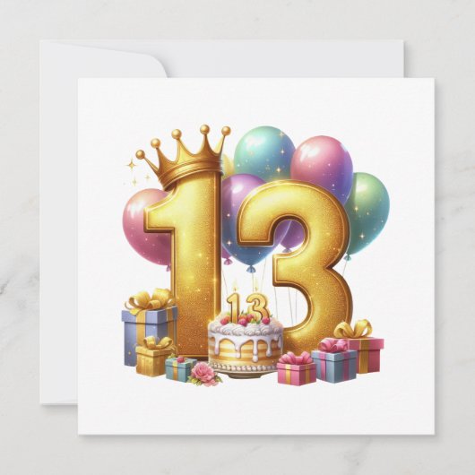 Invitation Joyeux 13e anniversaire (Devant)
