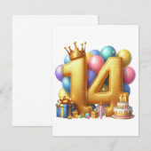 Invitation Joyeux 14e anniversaire (Devant / Derrière)