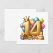 Invitation Joyeux 14ème anniversaire (Devant / Derrière)
