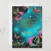 Invitation Joyeux 16e anniversaire Papillon sarcelle rose or (Dos)
