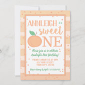 Invitation Joyeux 1 Peach Theme Girls First Birthday (Devant)