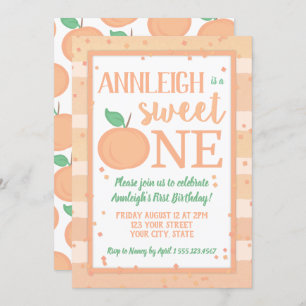 Invitation Joyeux 1 Peach Theme Girls First Birthday