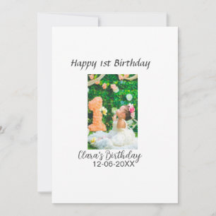 Invitation Joyeux 1er anniversaire photo simple élégant coute