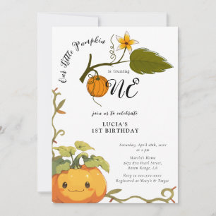 Invitation Joyeux 1er Anniversaire Terre Citrouille Souriante