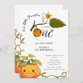 Invitation Joyeux 1er Anniversaire Terre Citrouille Souriante (Devant / Derrière)