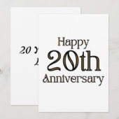 Invitation Joyeux 20e Anniversaire (Devant / Derrière)