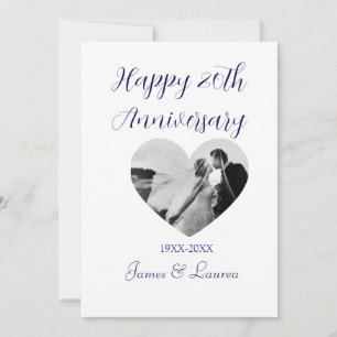 Invitation Joyeux 20e anniversaire cœur photo violet année no