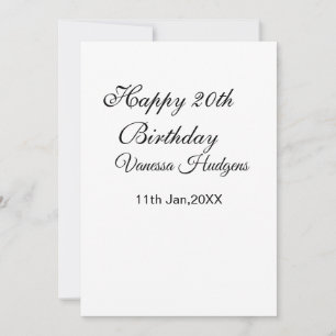 Invitation Joyeux 20e anniversaire nom date simple minimal
