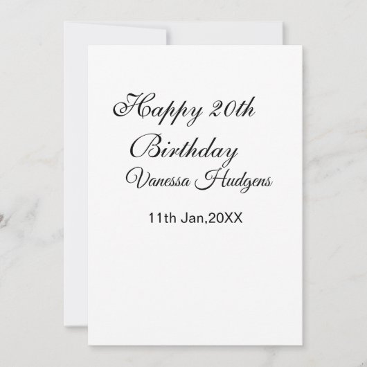 Invitation Joyeux 20e anniversaire nom date simple minimal (Devant)