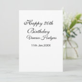 Invitation Joyeux 20e anniversaire nom date simple minimal (Debout devant)