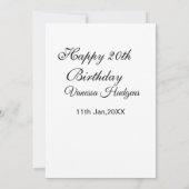 Invitation Joyeux 20e anniversaire nom date simple minimal (Dos)