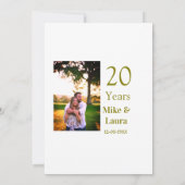 Invitation Joyeux 20e anniversaire nom du couple date or (Dos)