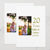 Invitation Joyeux 20e anniversaire nom du couple date or (Devant / Derrière)