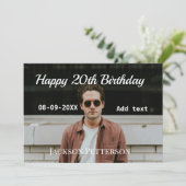 Invitation Joyeux 20e anniversaire simple photo ajouter nom d (Debout devant)