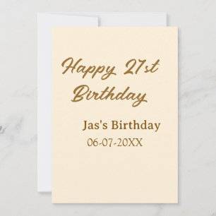 Invitation Joyeux 21e anniversaire marron pastel jaune nom da