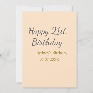 Invitation Joyeux 21e anniversaire nom date gris orange paste