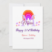 Invitation Joyeux 21e anniversaire rose ajouter nom monogramm (Devant)