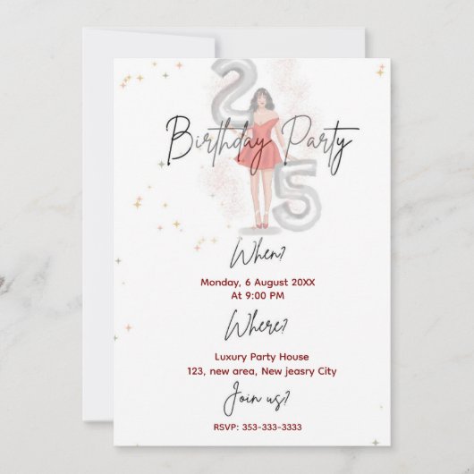 Invitation Joyeux 25 ans (Devant)