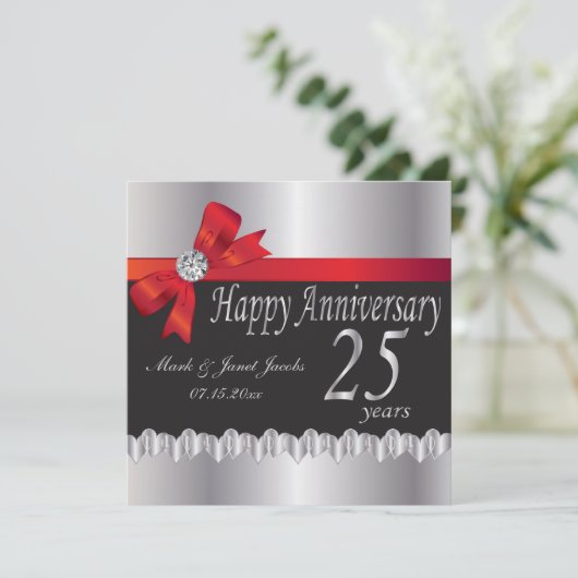 Invitation Joyeux 25 ans de mariage d'argent (Debout devant)