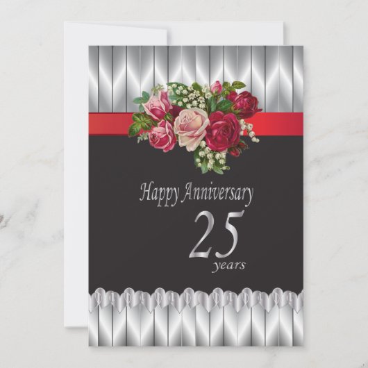 Invitation Joyeux 25 ans de mariage d'argent (Devant)