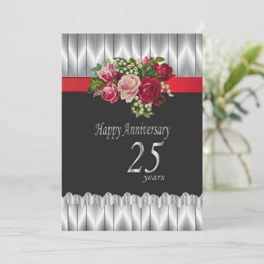 Invitation Joyeux 25 ans de mariage d'argent (Debout devant)