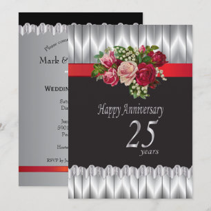 Invitation Joyeux 25 ans de mariage d'argent