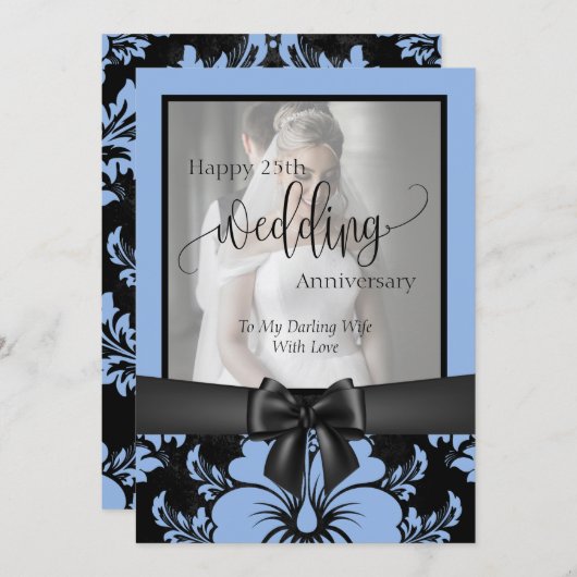 Invitation Joyeux 25e anniversaire de mariage photo tradition (Devant / Derrière)