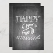 Invitation Joyeux 25e anniversaire sur tableau craie (Devant / Derrière)