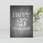 Invitation Joyeux 25e anniversaire sur tableau de craie (Debout devant)