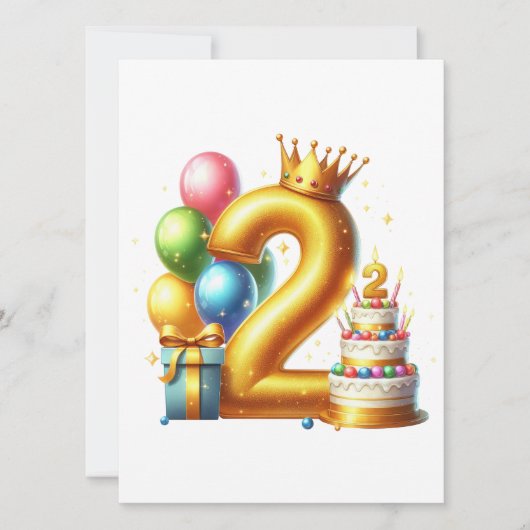 Invitation Joyeux 2ème anniversaire (Devant)
