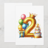 Invitation Joyeux 2ème anniversaire (Devant / Derrière)