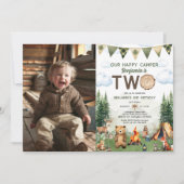 Invitation Joyeux 2ème anniversaire Happy Camper Photo (Devant)