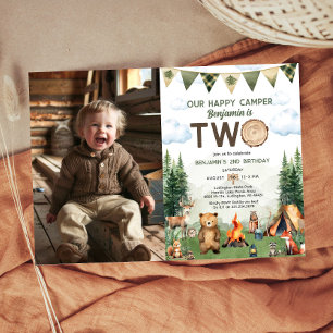 Invitation Joyeux 2ème anniversaire Happy Camper Photo