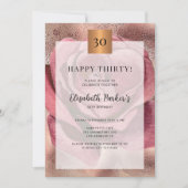 Invitation Joyeux 30 ans rose parties scintillant or (Devant)