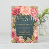 Invitation Joyeux 30 floral chic élégant 30e anniversaire fêt (Debout devant)