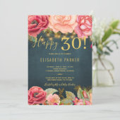Invitation Joyeux 30 floral chic élégant 30e anniversaire fêt (Debout devant)